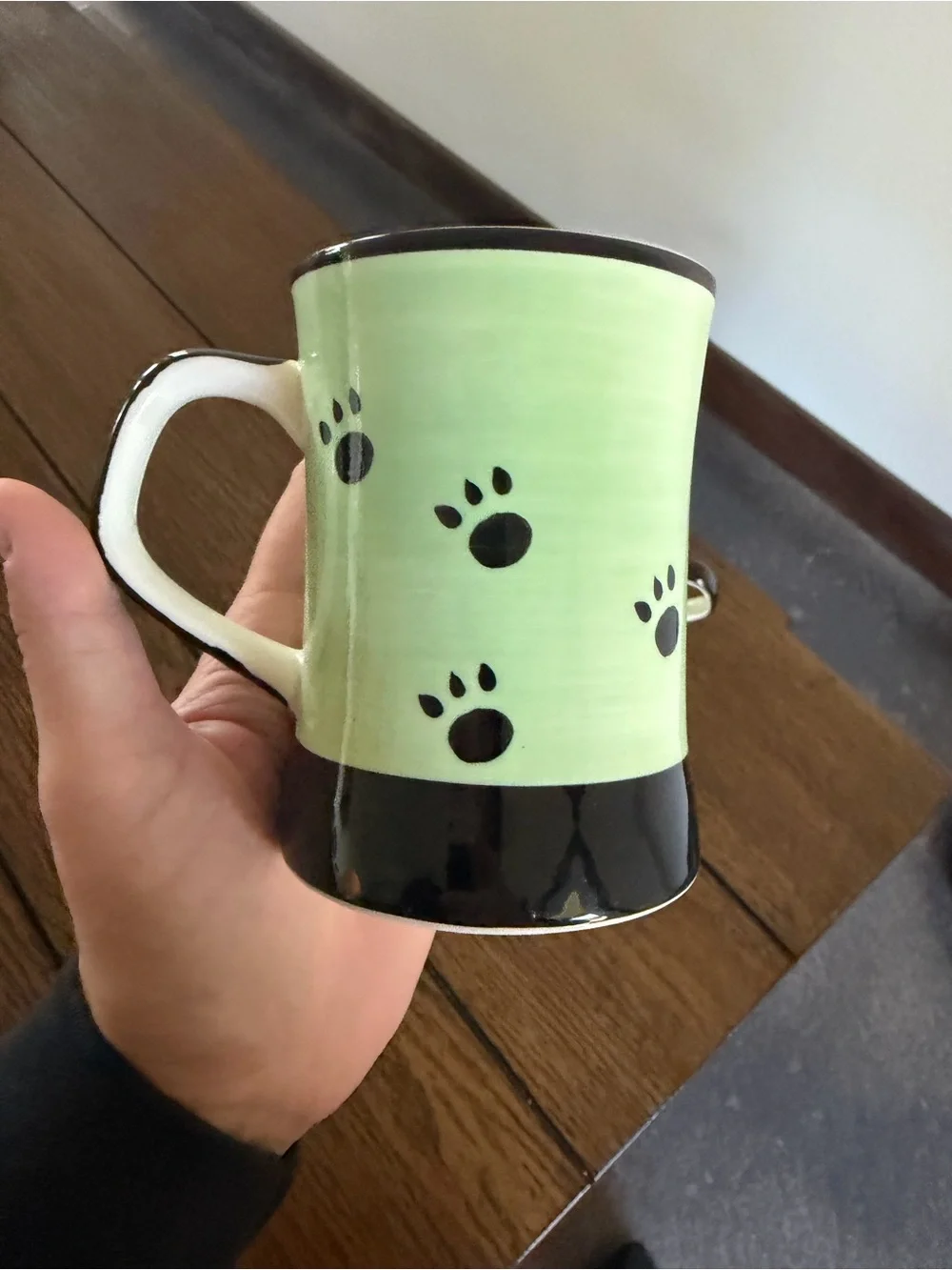 Hues N Brews Black Cat Mug Paw Print MCM Style Coffee Cup Cat Lover Set Of 4